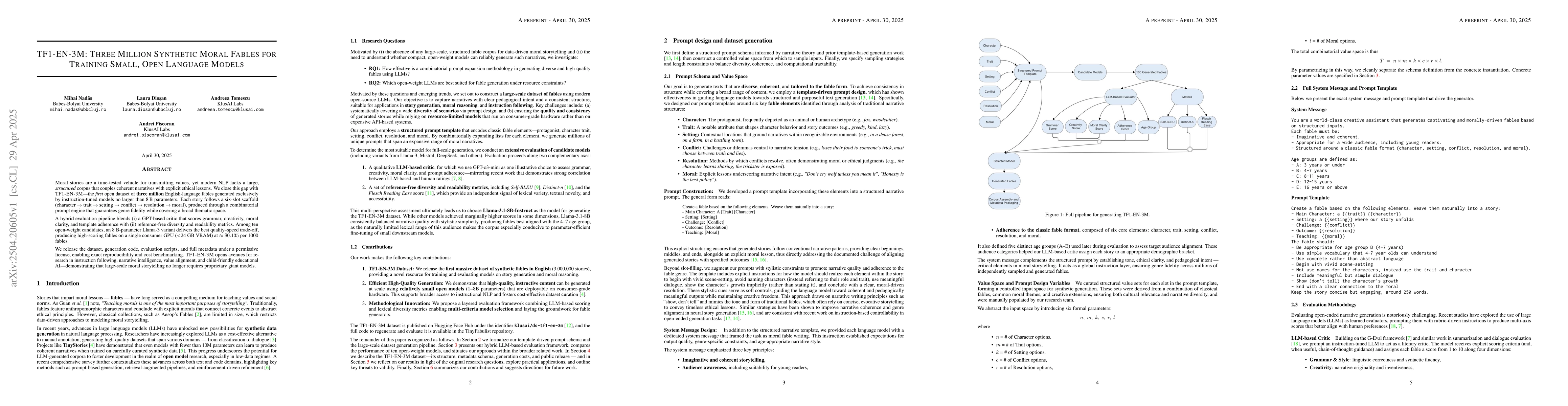Thumbnail for TF1-EN-3M: Three Million Synthetic Moral Fables for Training Small, Open
  Language Models