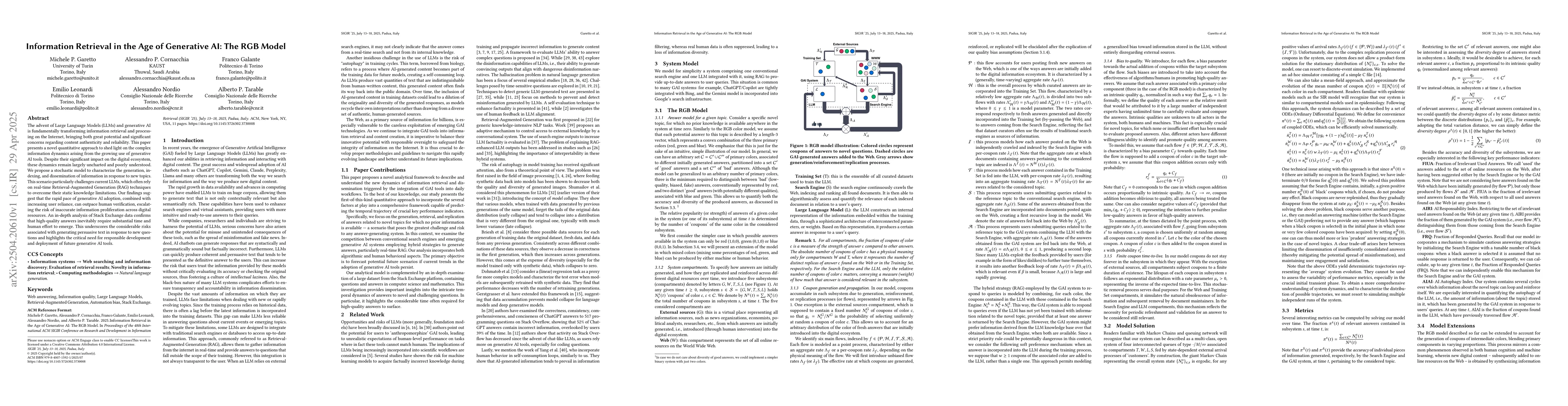 Thumbnail for Information Retrieval in the Age of Generative AI: The RGB Model