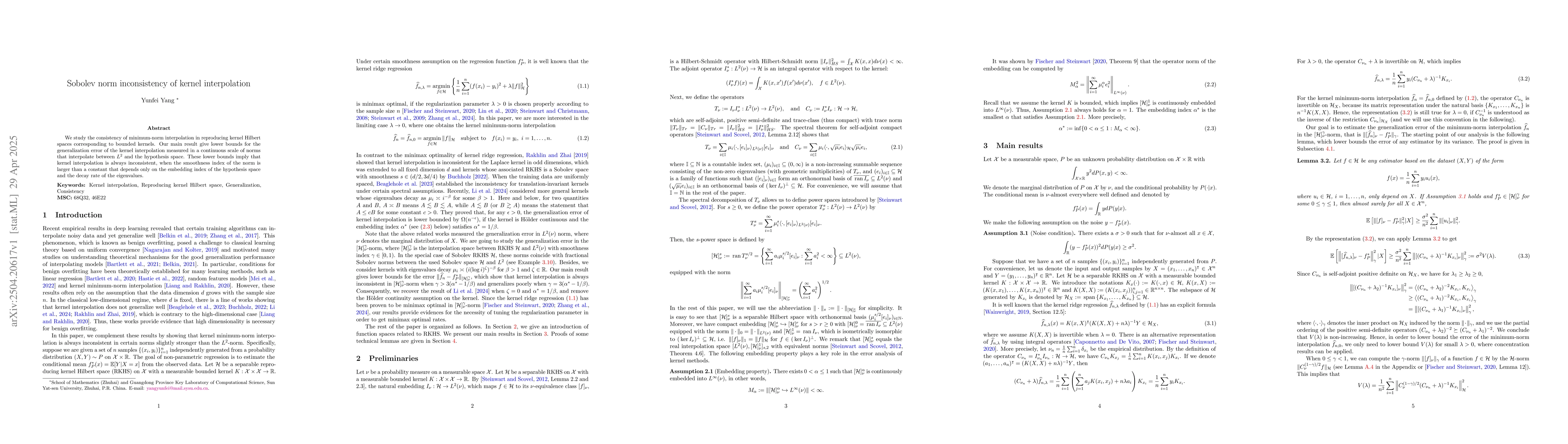 Thumbnail for Sobolev norm inconsistency of kernel interpolation