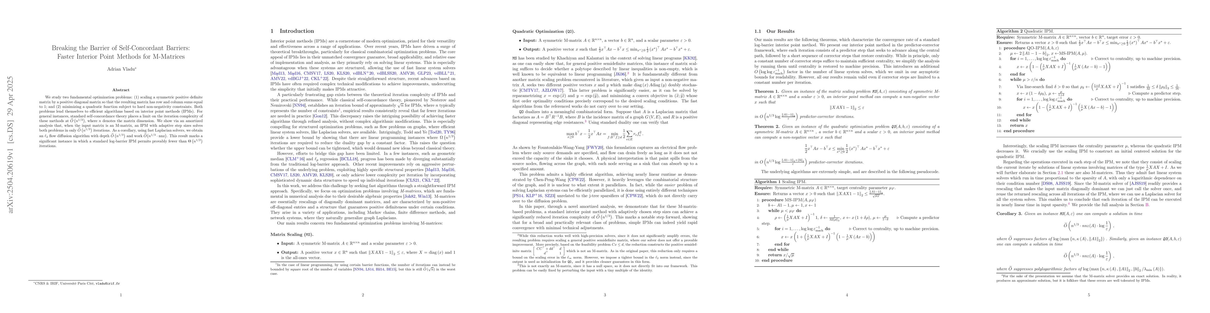 Thumbnail for Breaking the Barrier of Self-Concordant Barriers: Faster Interior Point
  Methods for M-Matrices