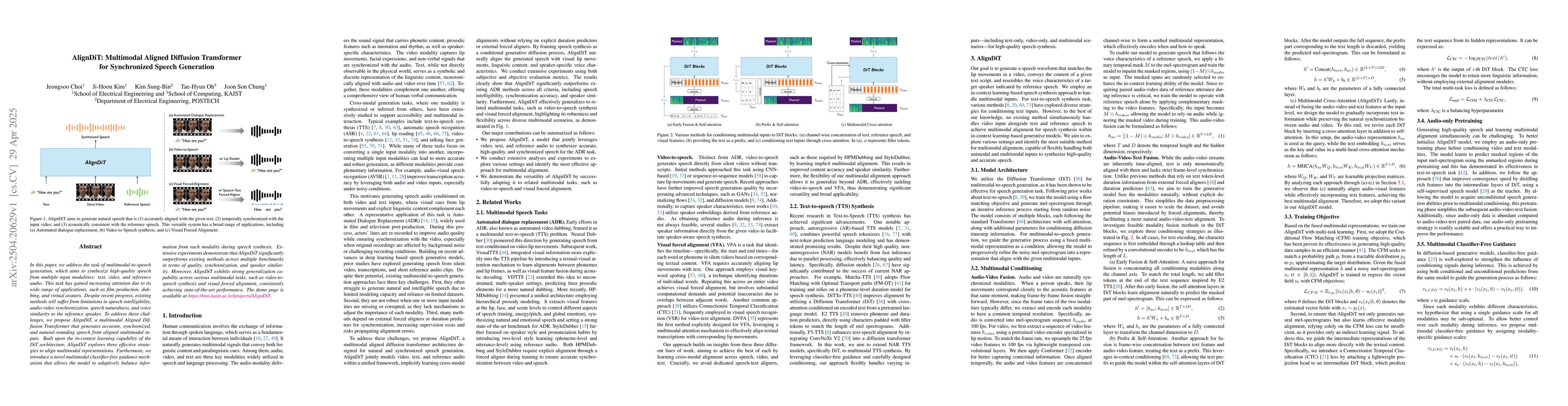 Thumbnail for AlignDiT: Multimodal Aligned Diffusion Transformer for Synchronized
  Speech Generation
