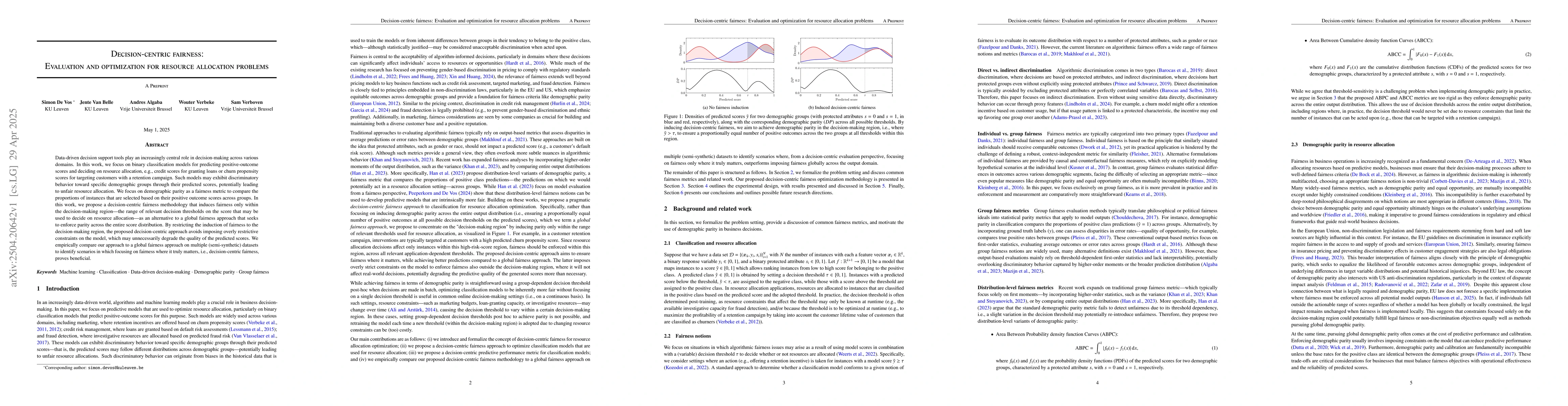 Thumbnail for Decision-centric fairness: Evaluation and optimization for resource
  allocation problems