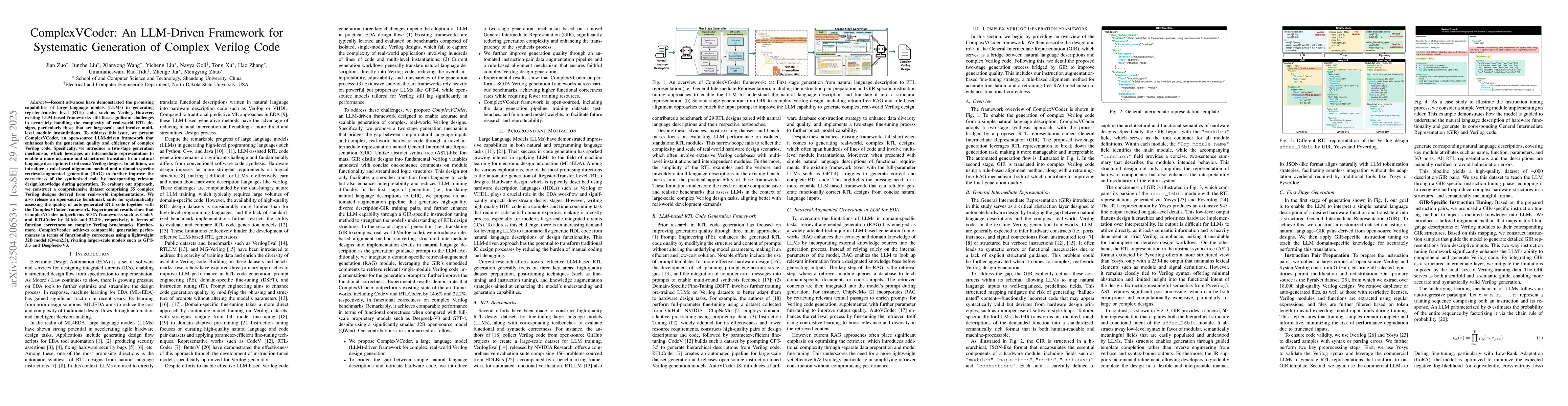 Thumbnail for ComplexVCoder: An LLM-Driven Framework for Systematic Generation of
  Complex Verilog Code