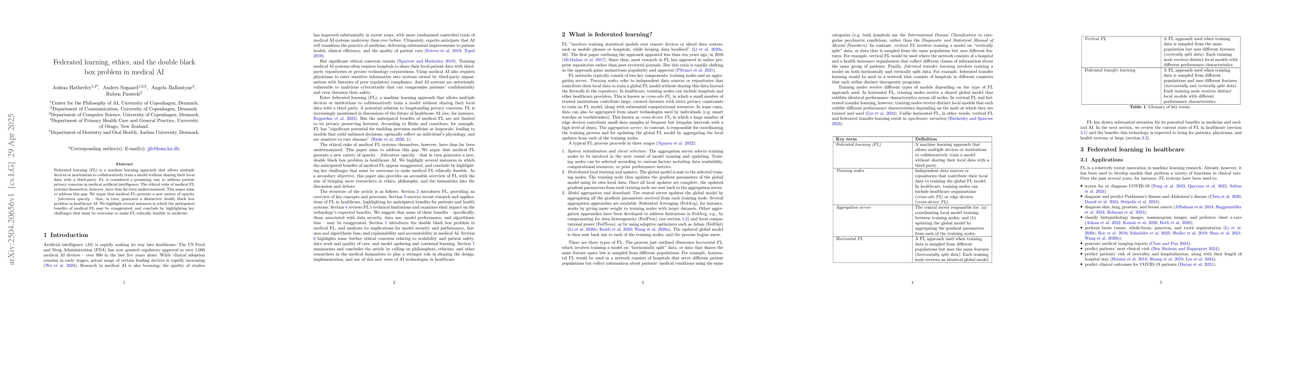 Thumbnail for Federated learning, ethics, and the double black box problem in medical
  AI