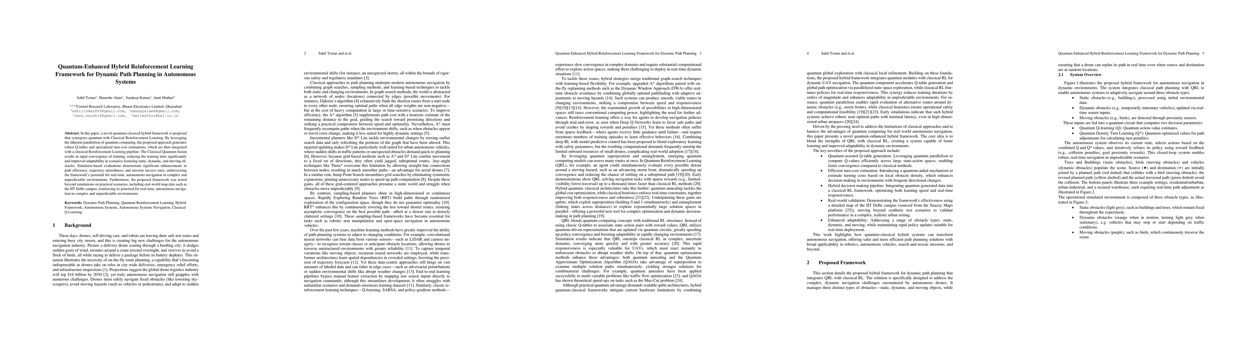 Thumbnail for Quantum-Enhanced Hybrid Reinforcement Learning Framework for Dynamic
  Path Planning in Autonomous Systems