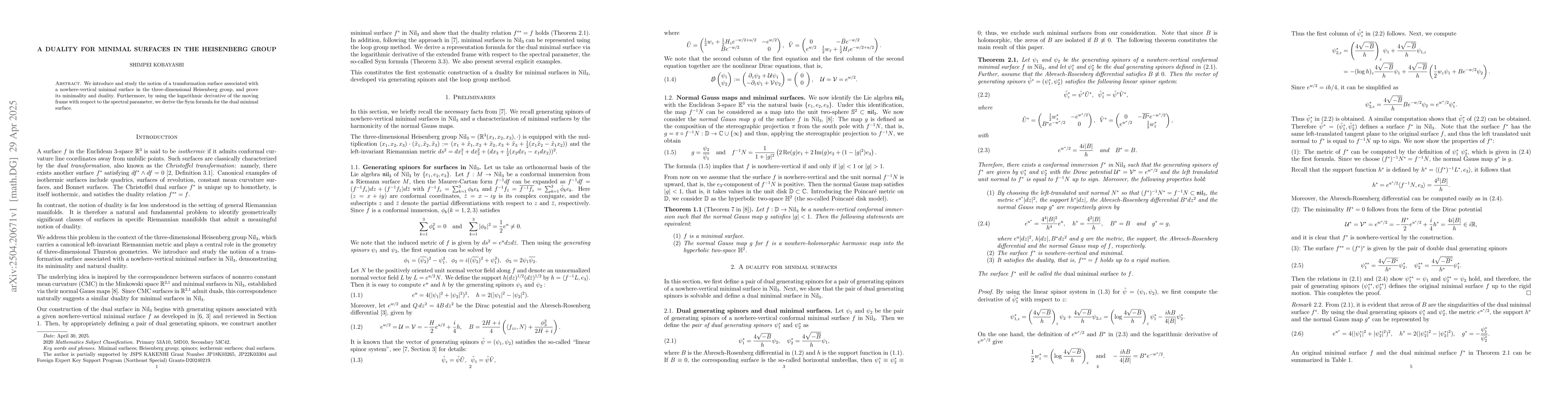 Thumbnail for A duality for minimal surfaces in the Heisenberg group