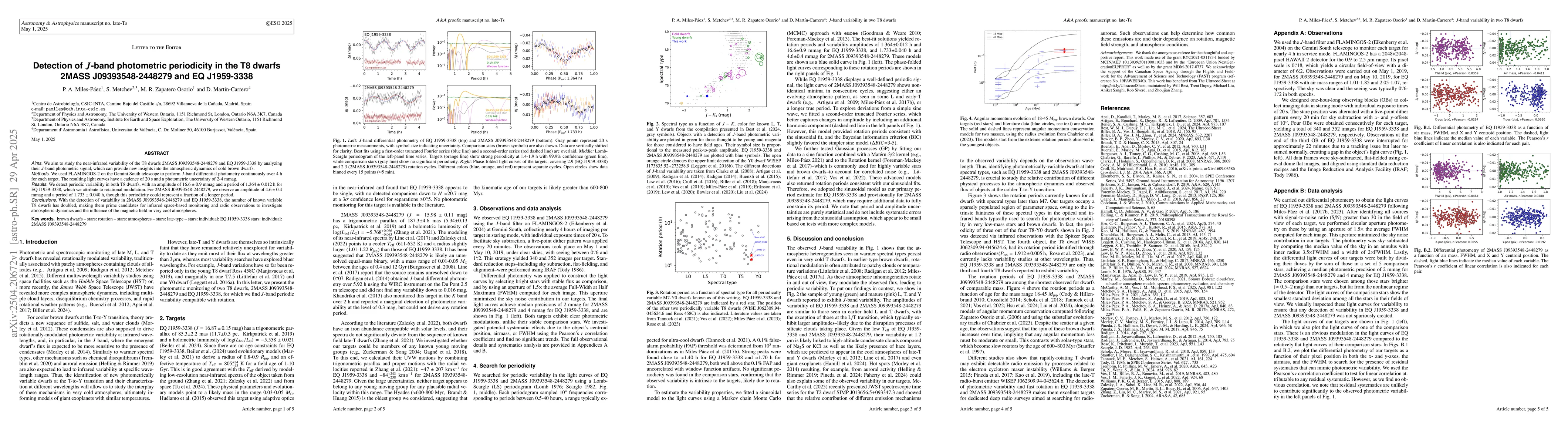 Thumbnail for Detection of $J$-band photometric periodicity in the T8 dwarfs 2MASS
  J09393548-2448279 and EQ J1959-3338