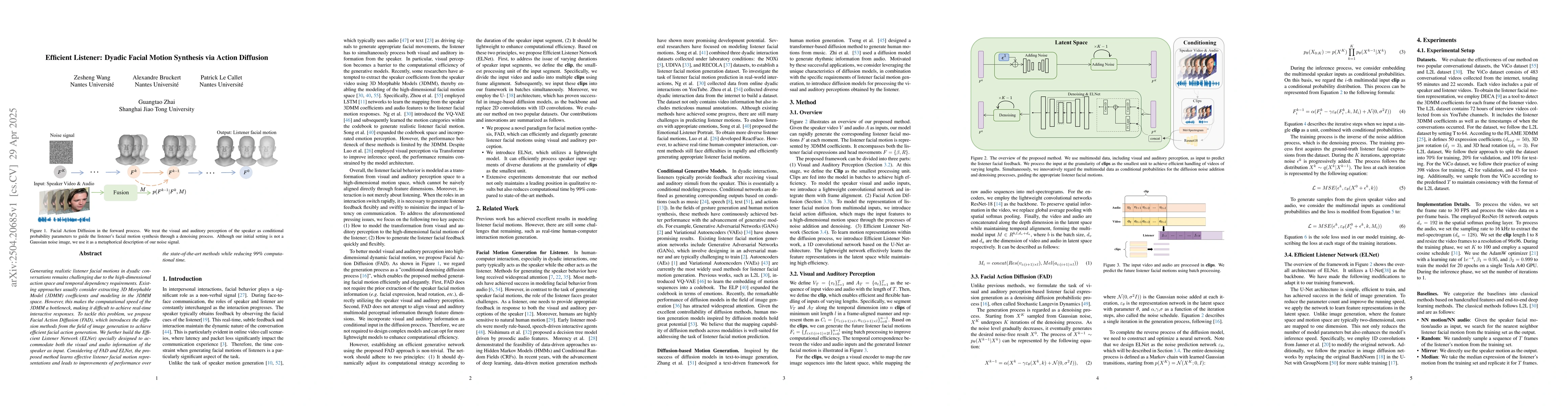 Thumbnail for Efficient Listener: Dyadic Facial Motion Synthesis via Action Diffusion