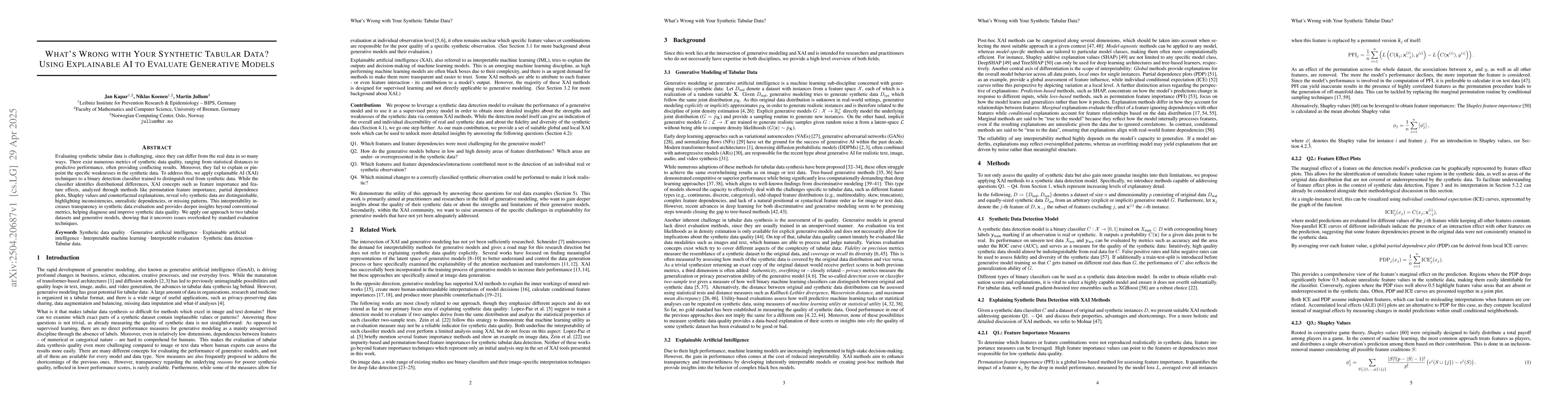 Thumbnail for What's Wrong with Your Synthetic Tabular Data? Using Explainable AI to
  Evaluate Generative Models