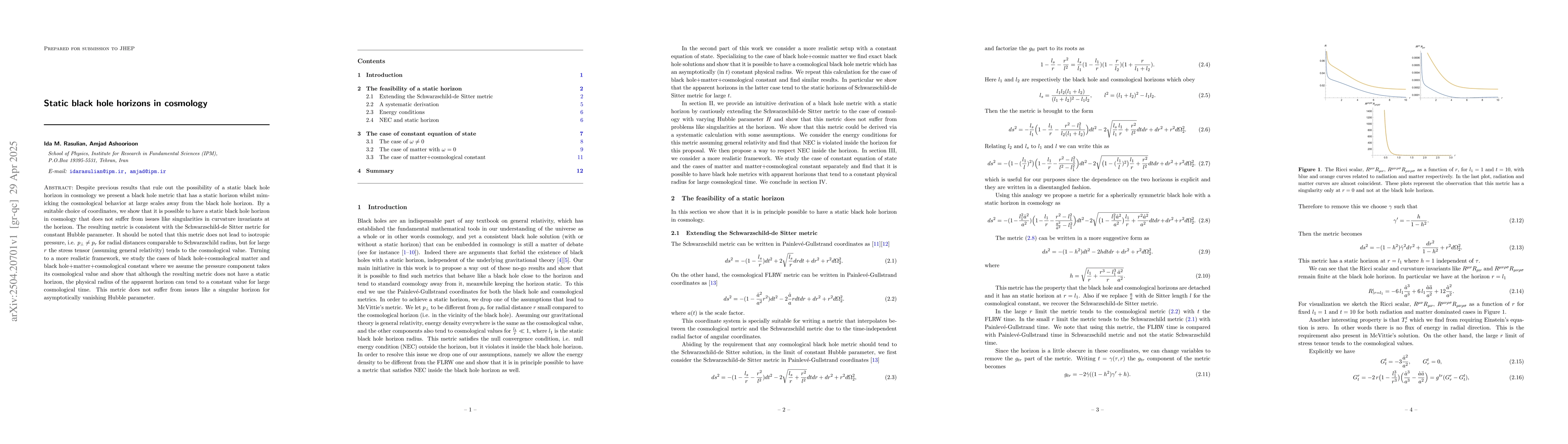 Thumbnail for Static black hole horizons in cosmology