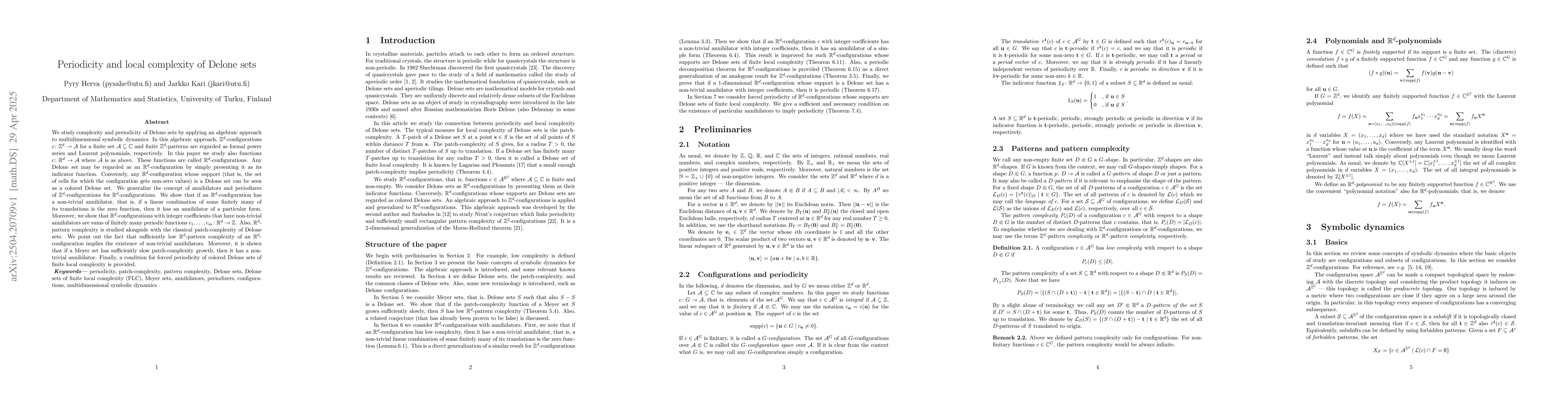 Thumbnail for Periodicity and local complexity of Delone sets