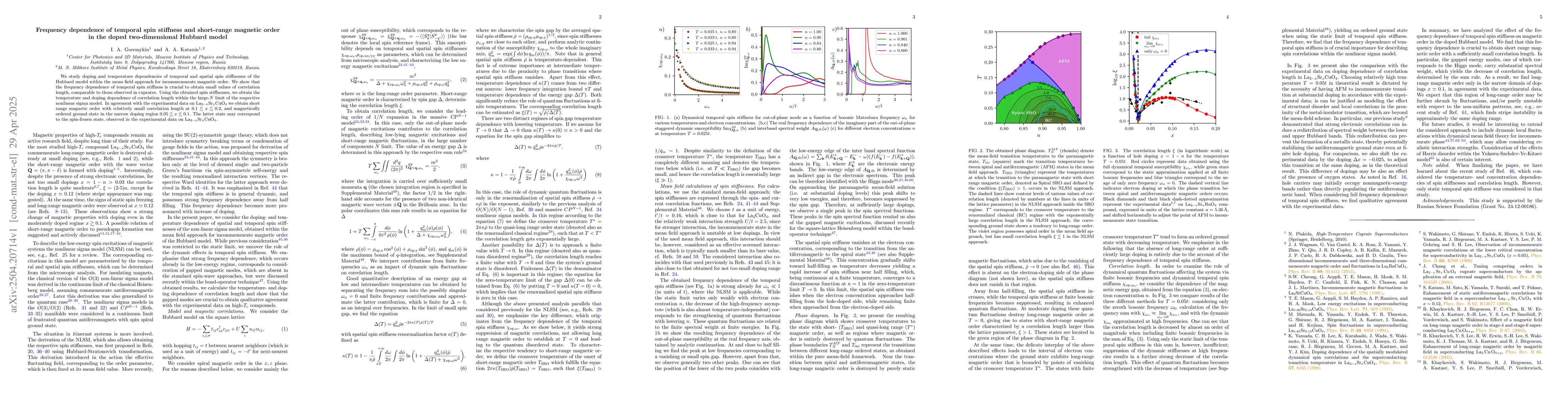 Thumbnail for Frequency dependence of temporal spin stiffness and short-range magnetic
  order in the doped two-dimensional Hubbard model