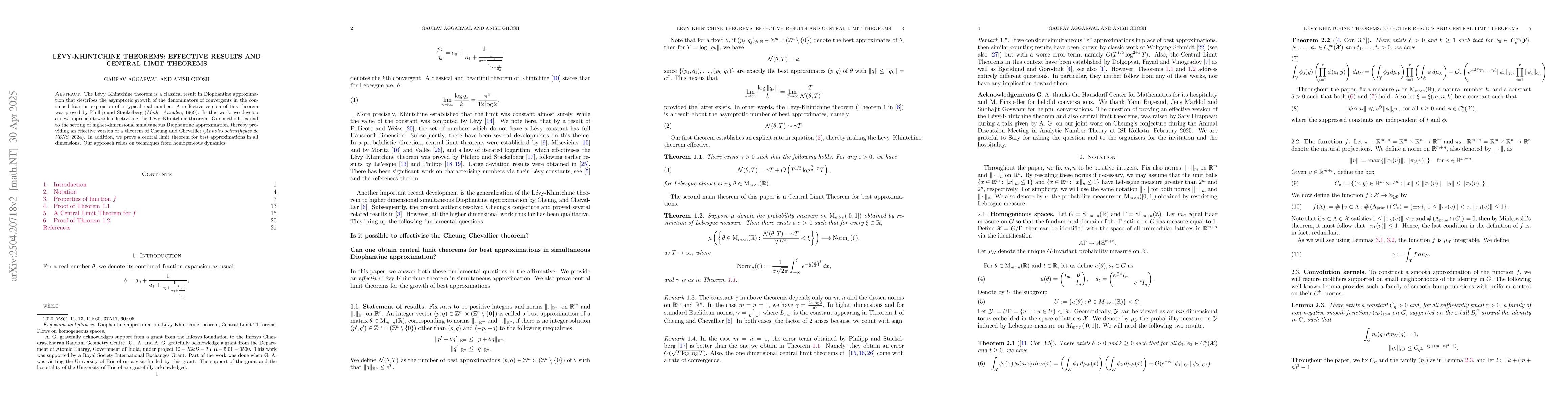 Thumbnail for Lévy-Khintchine Theorems: effective results and central limit
  theorems