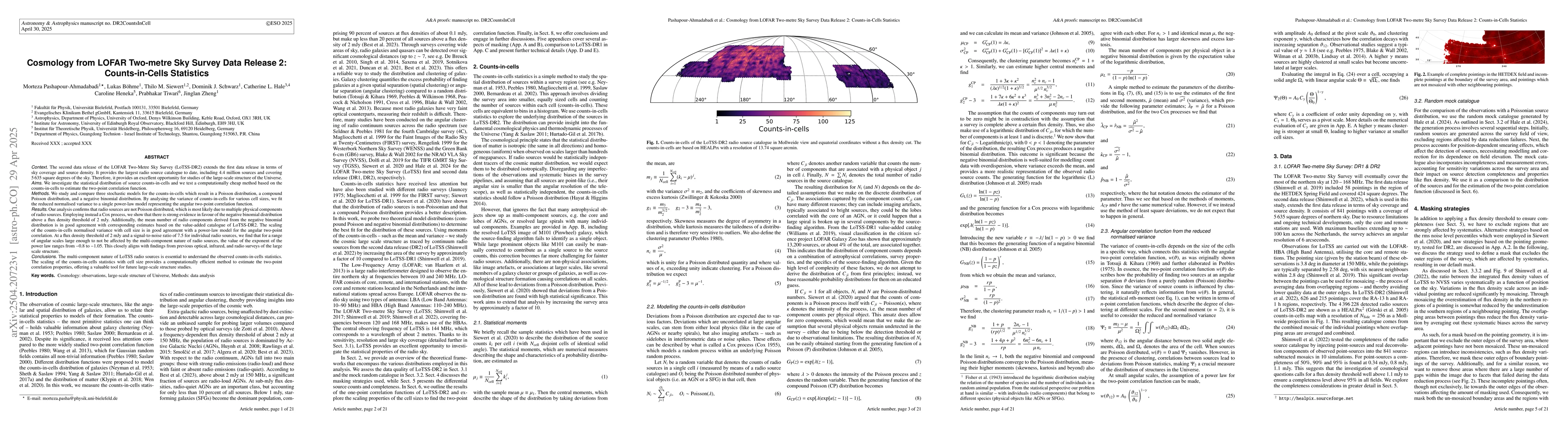 Thumbnail for Cosmology from LOFAR Two-metre Sky Survey Data Release 2:
  Counts-in-Cells Statistics