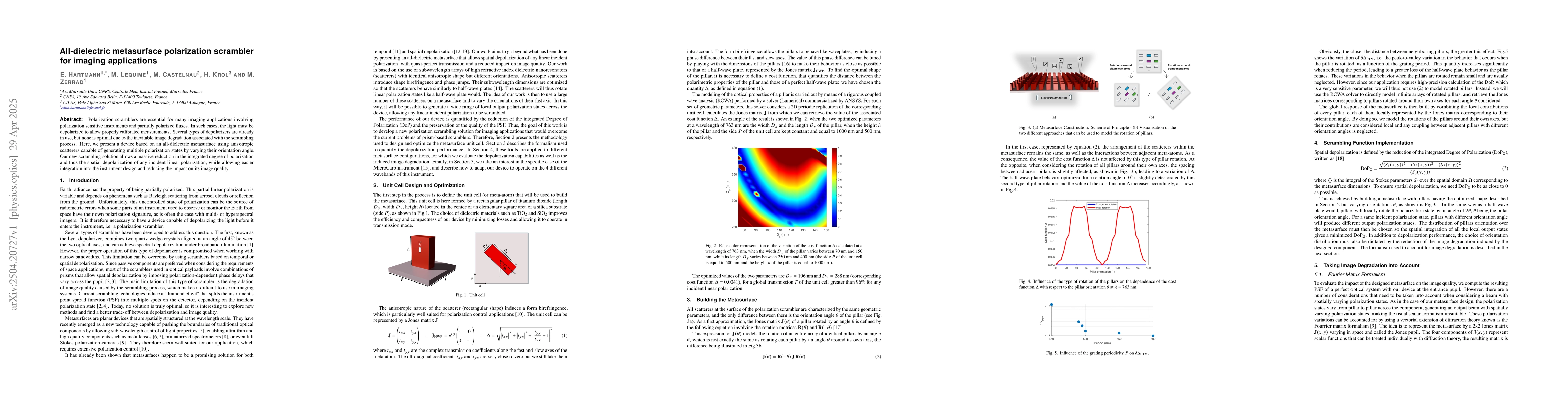Thumbnail for All-dielectric metasurface polarization scrambler for imaging
  applications