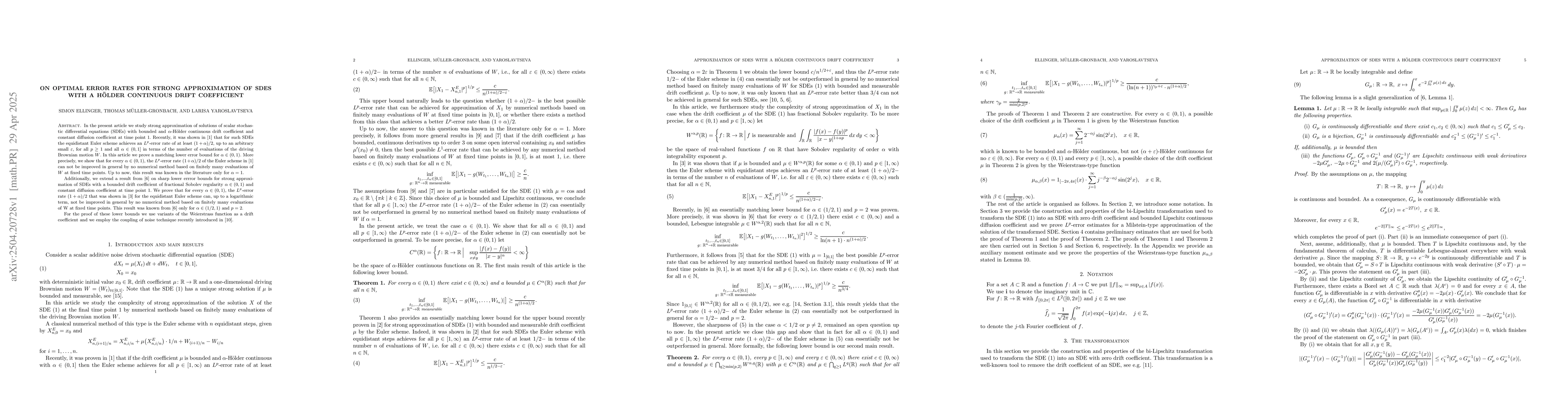 Thumbnail for On optimal error rates for strong approximation of SDEs with a Hölder
  continuous drift coefficient