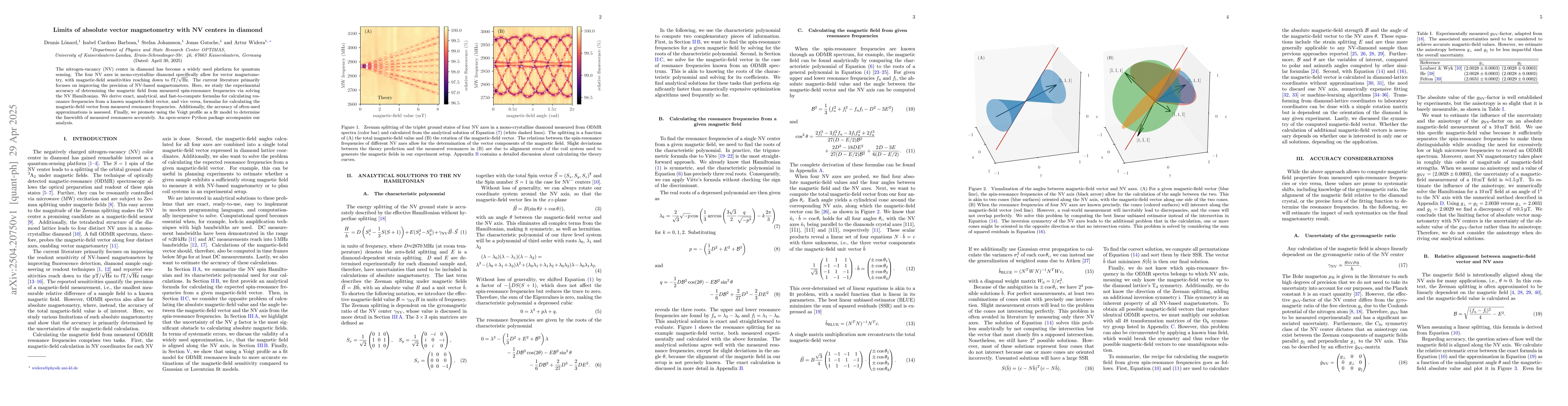 Thumbnail for Limits of absolute vector magnetometry with NV centers in diamond
