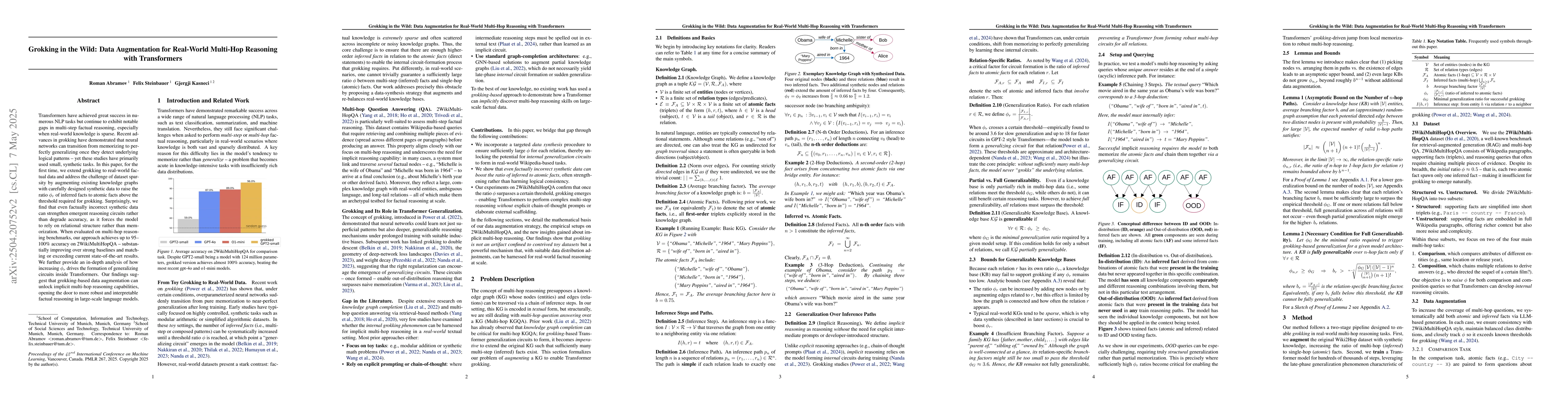 Thumbnail for Grokking in the Wild: Data Augmentation for Real-World Multi-Hop
  Reasoning with Transformers
