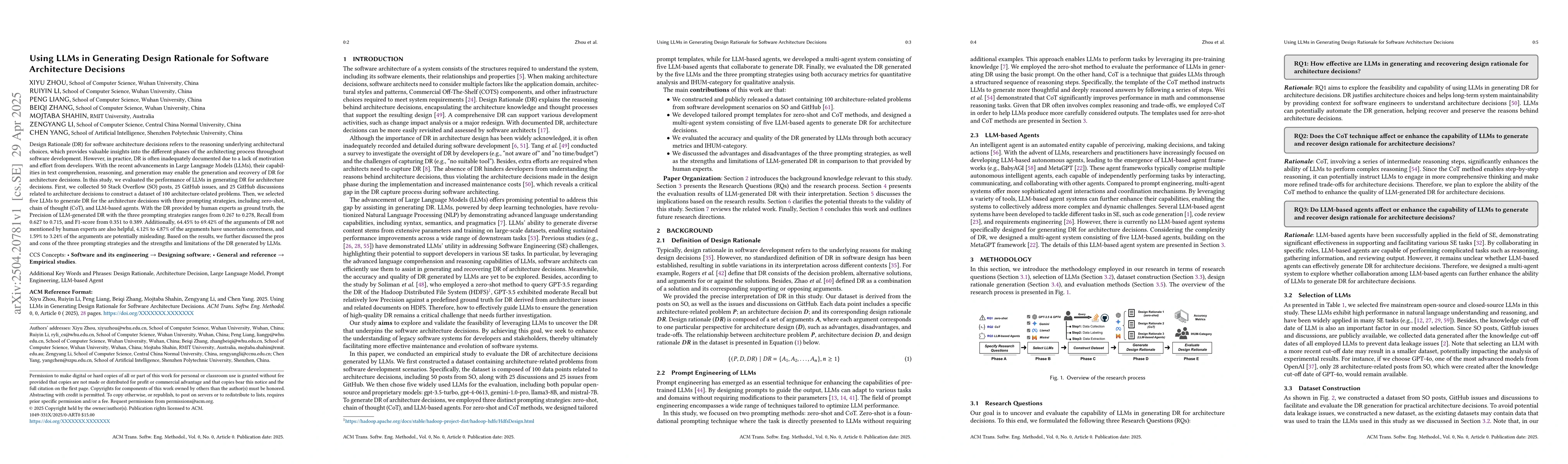 Thumbnail for Using LLMs in Generating Design Rationale for Software Architecture
  Decisions