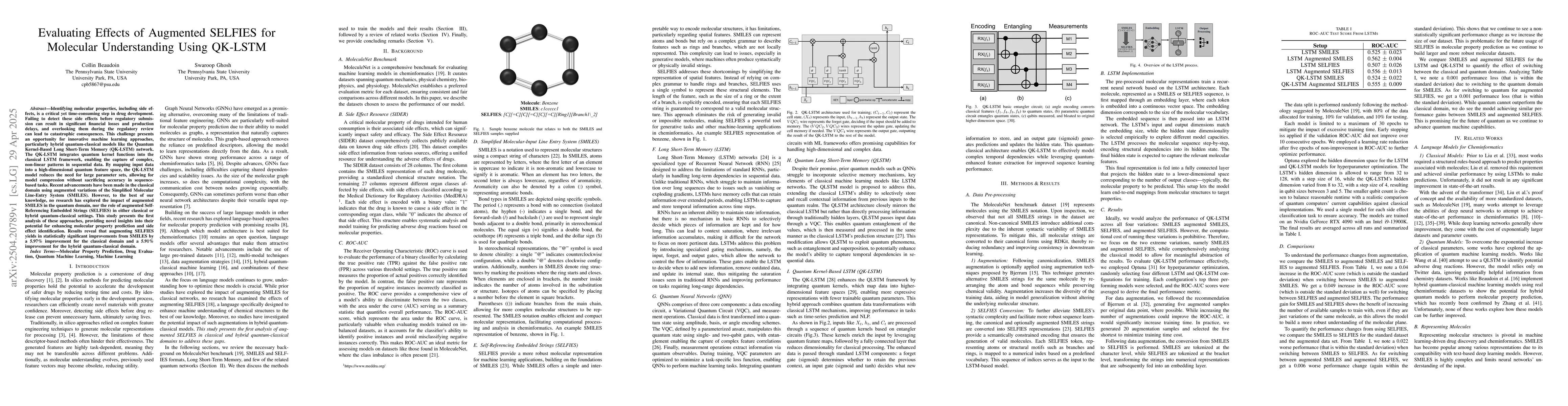 Thumbnail for Evaluating Effects of Augmented SELFIES for Molecular Understanding
  Using QK-LSTM