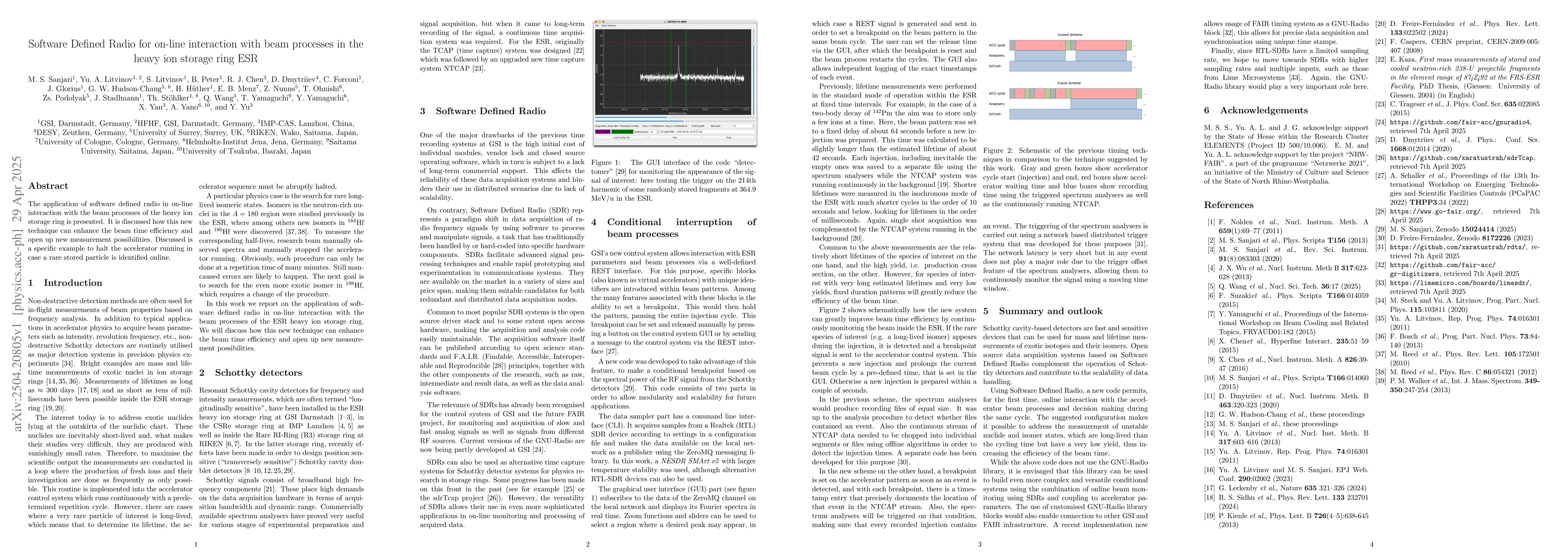 Thumbnail for Software Defined Radio for on-line interaction with beam processes in
  the heavy ion storage ring ESR