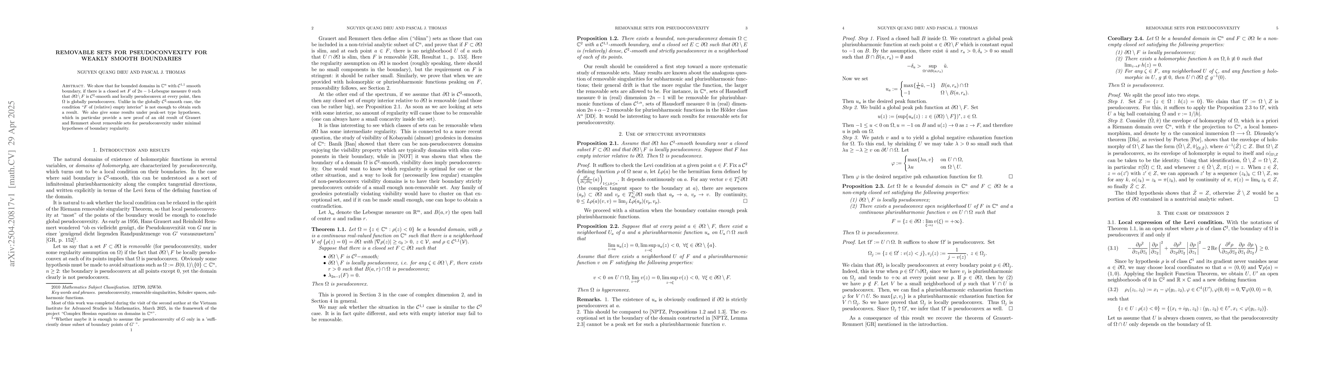 Thumbnail for Removable sets for pseudoconvexity for weakly smooth boundaries