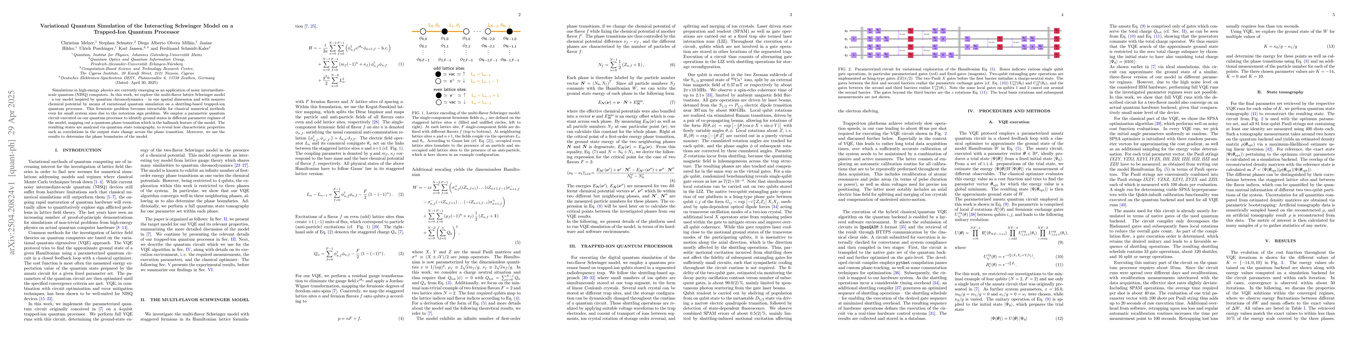Thumbnail for Variational Quantum Simulation of the Interacting Schwinger Model on a
  Trapped-Ion Quantum Processor