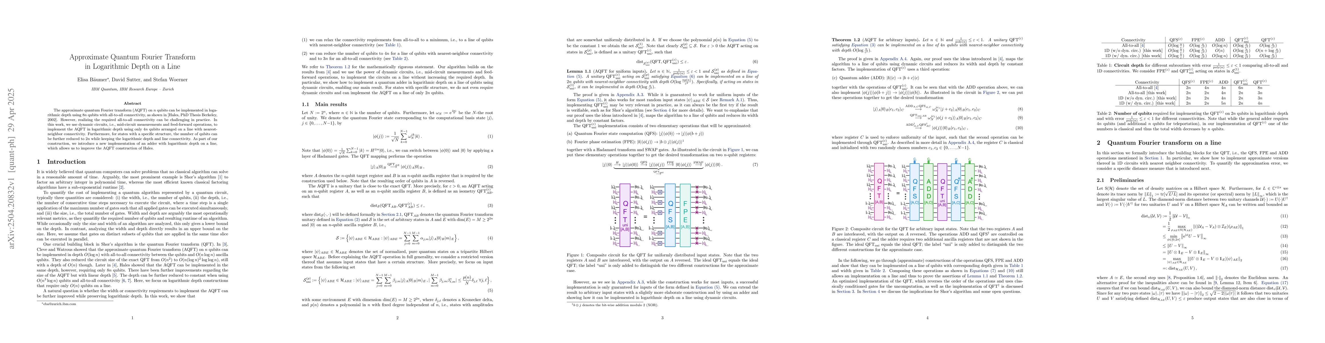 Thumbnail for Approximate Quantum Fourier Transform in Logarithmic Depth on a Line