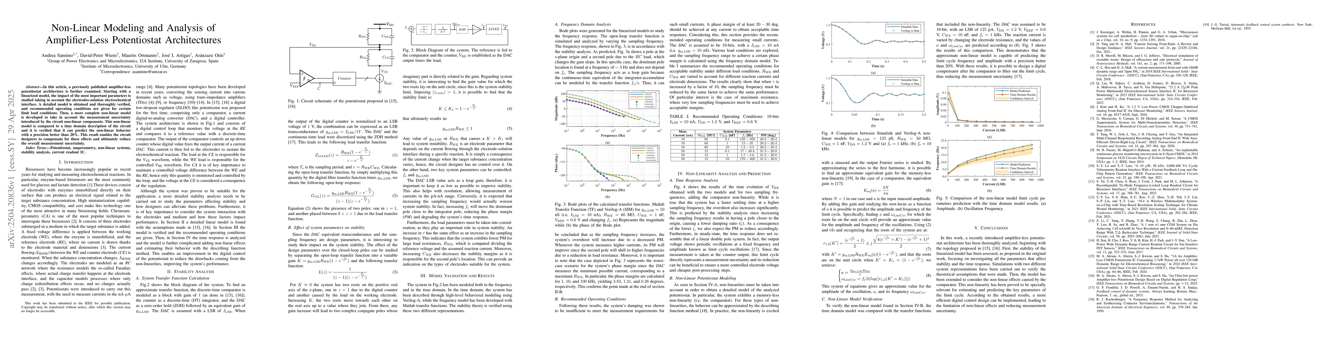 Thumbnail for Non-Linear Modeling and Analysis of Amplifier-Less Potentiostat
  Architectures