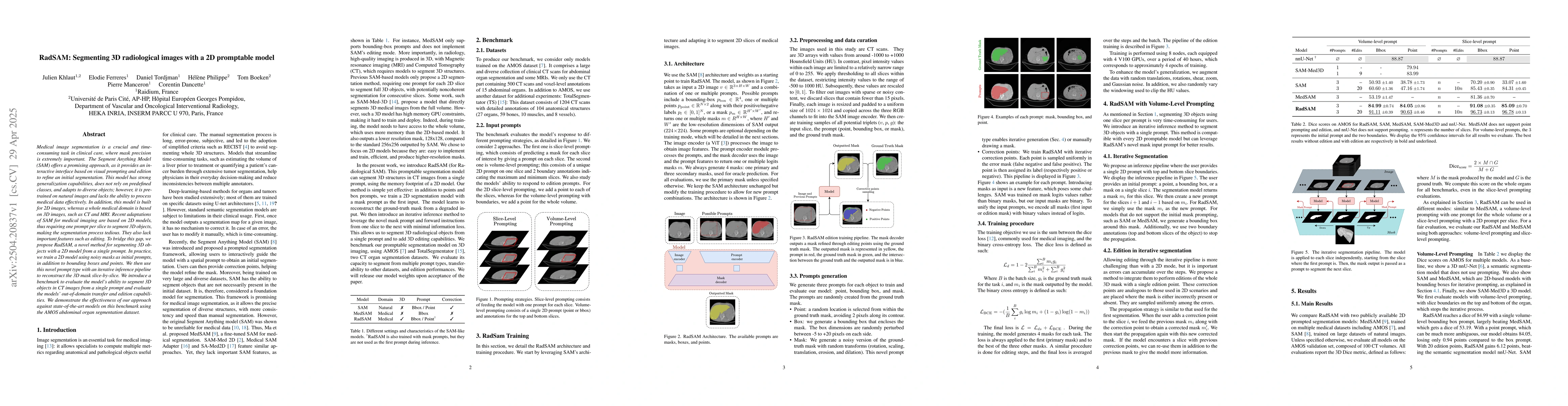 Thumbnail for RadSAM: Segmenting 3D radiological images with a 2D promptable model