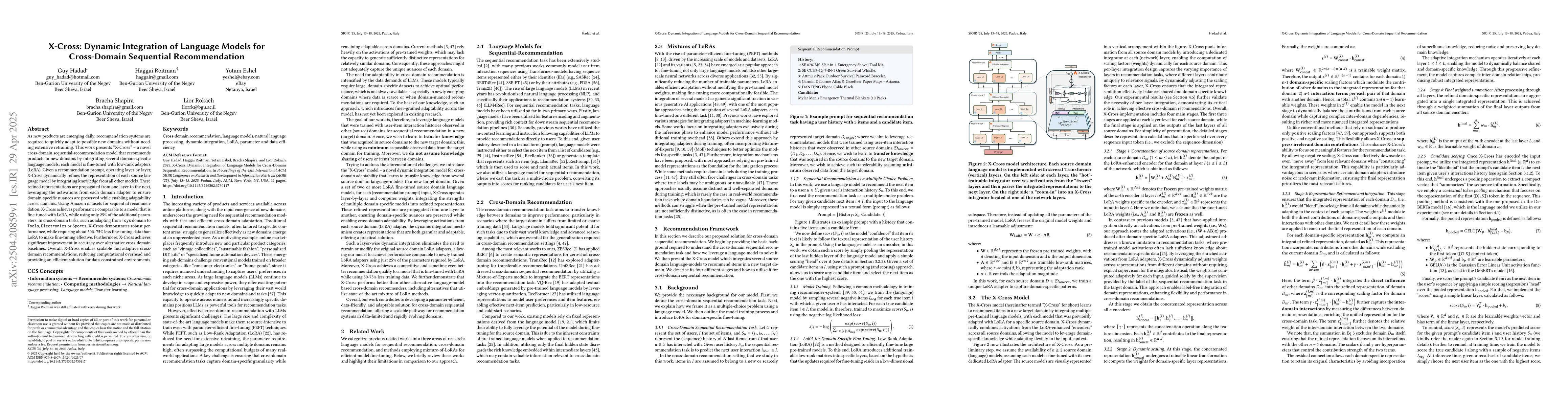 Thumbnail for X-Cross: Dynamic Integration of Language Models for Cross-Domain
  Sequential Recommendation