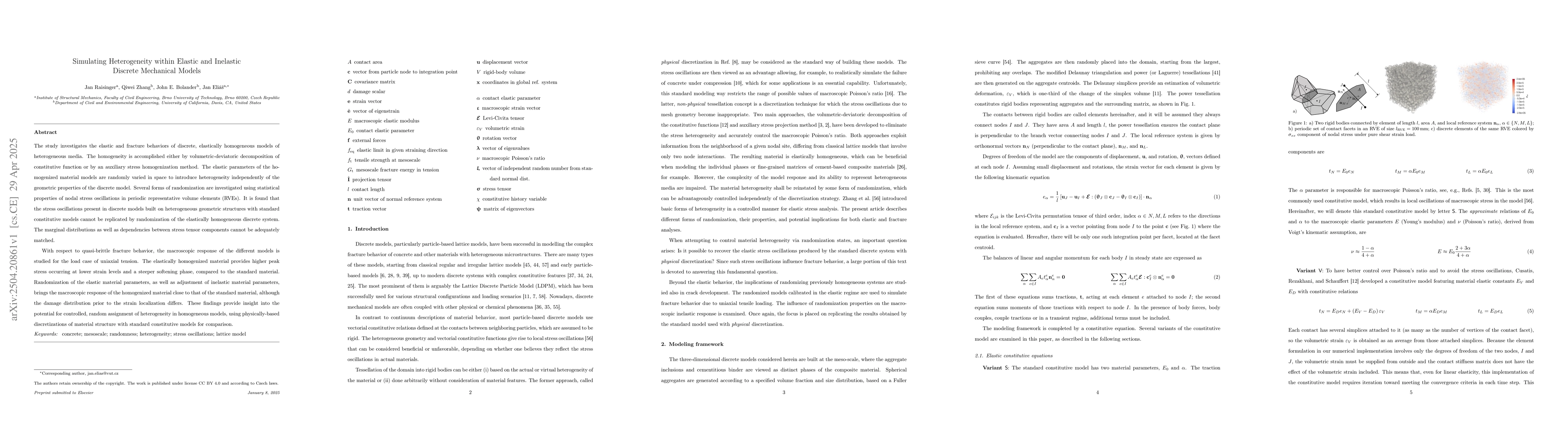 Thumbnail for Simulating Heterogeneity within Elastic and Inelastic Discrete
  Mechanical Models