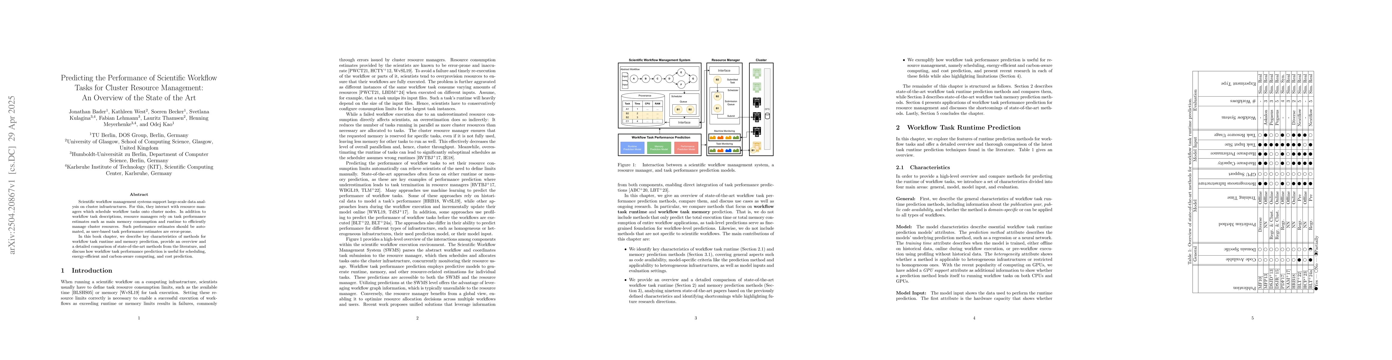Thumbnail for Predicting the Performance of Scientific Workflow Tasks for Cluster
  Resource Management: An Overview of the State of the Art