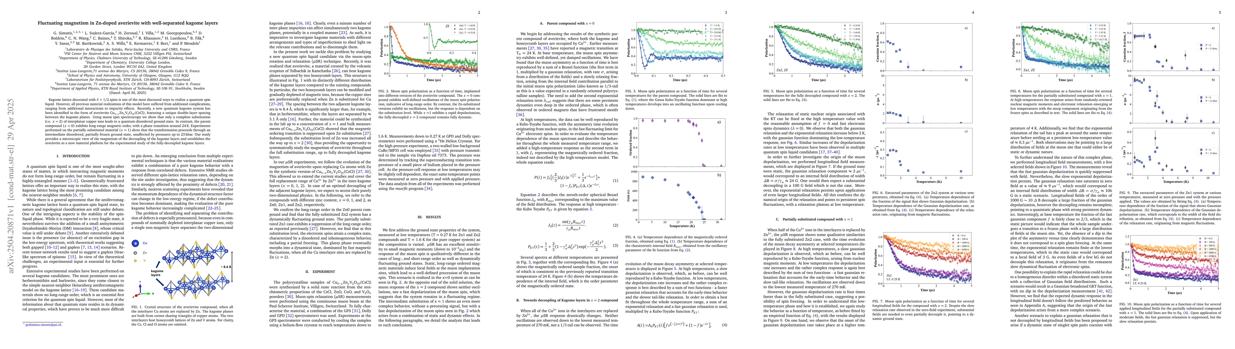 Thumbnail for Fluctuating magnetism in Zn-doped averievite with well-separated kagome
  layers