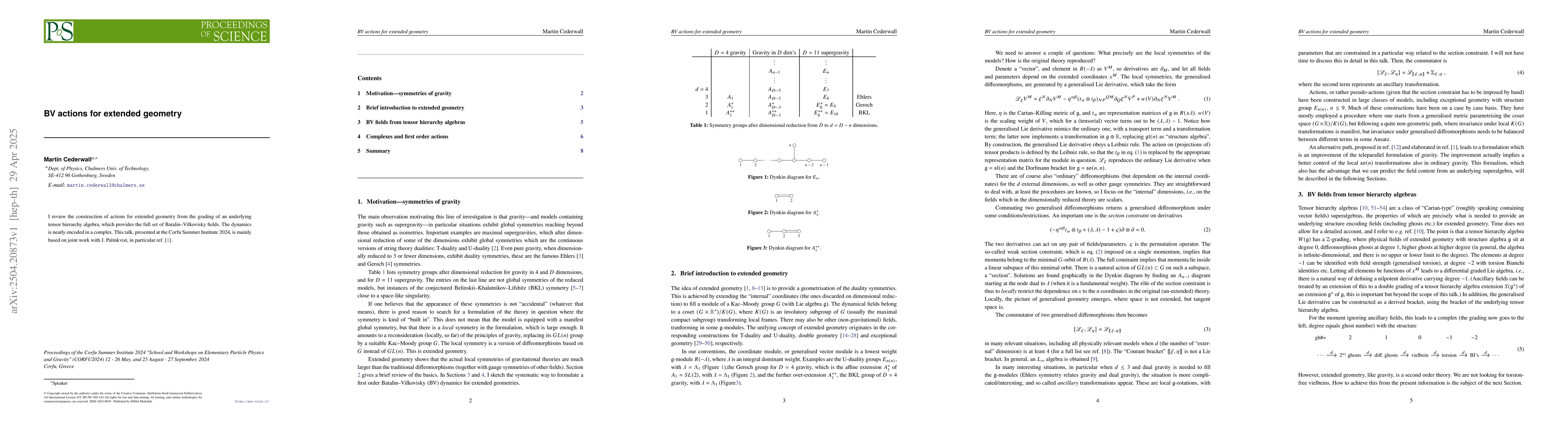 Thumbnail for BV actions for extended geometry