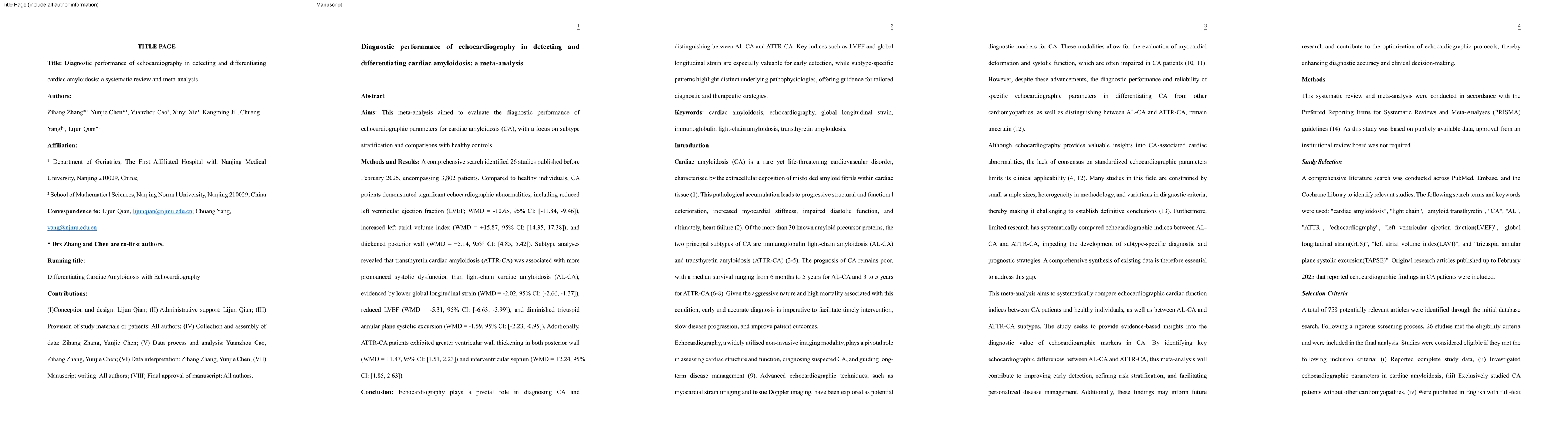 Thumbnail for Diagnostic performance of echocardiography in detecting and
  differentiating cardiac amyloidosis: a meta-analysis