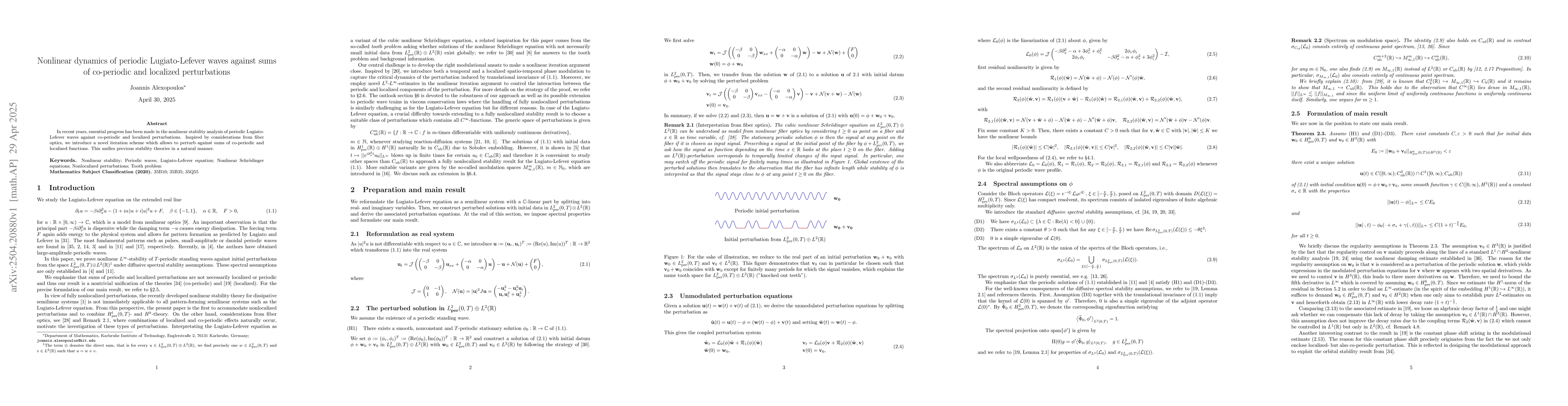 Thumbnail for Nonlinear dynamics of periodic Lugiato-Lefever waves against sums of
  co-periodic and localized perturbations