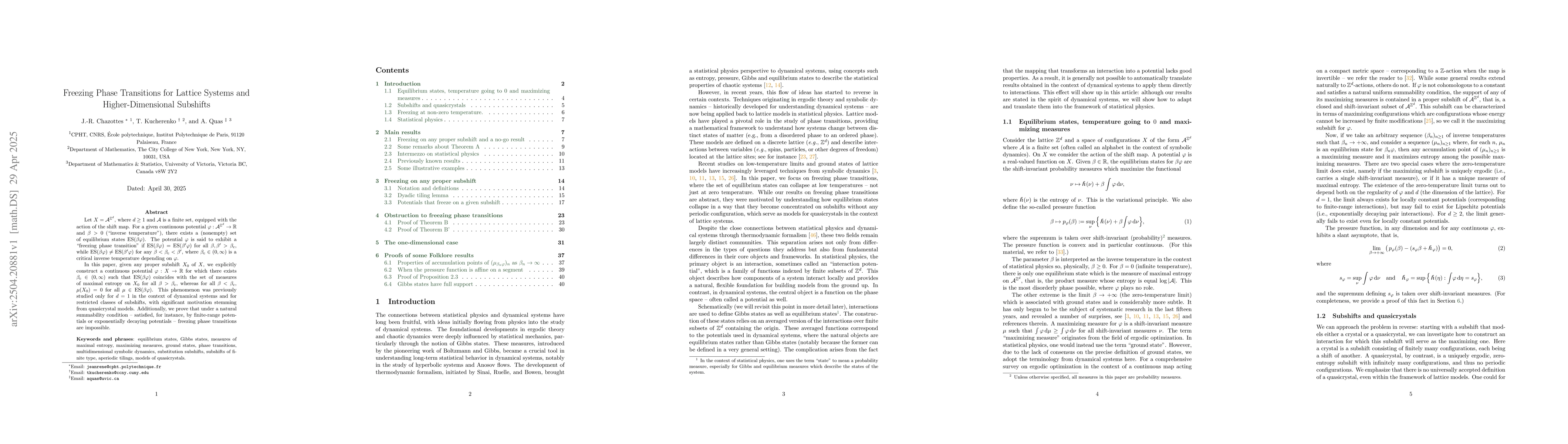 Thumbnail for Freezing Phase Transitions for Lattice Systems and Higher-Dimensional
  Subshifts