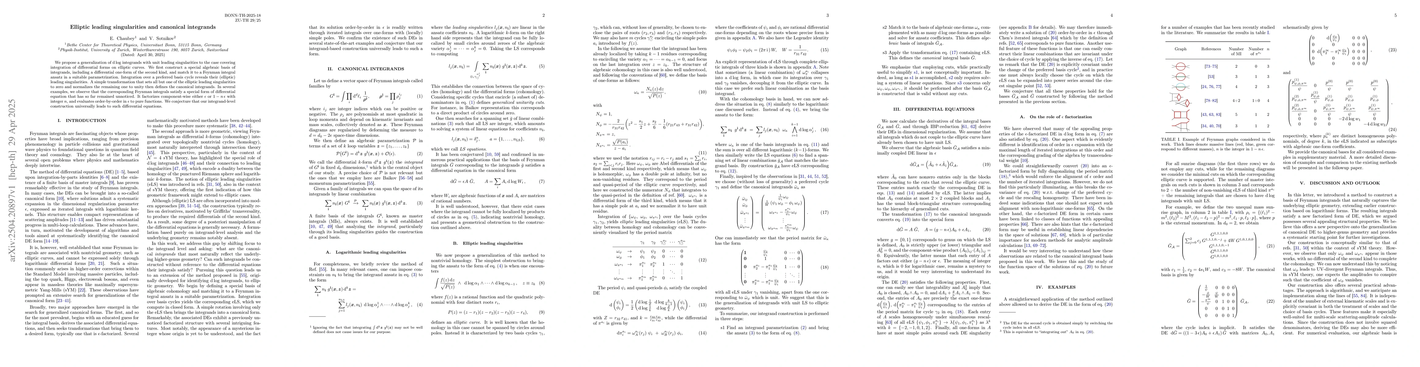 Thumbnail for Elliptic leading singularities and canonical integrands