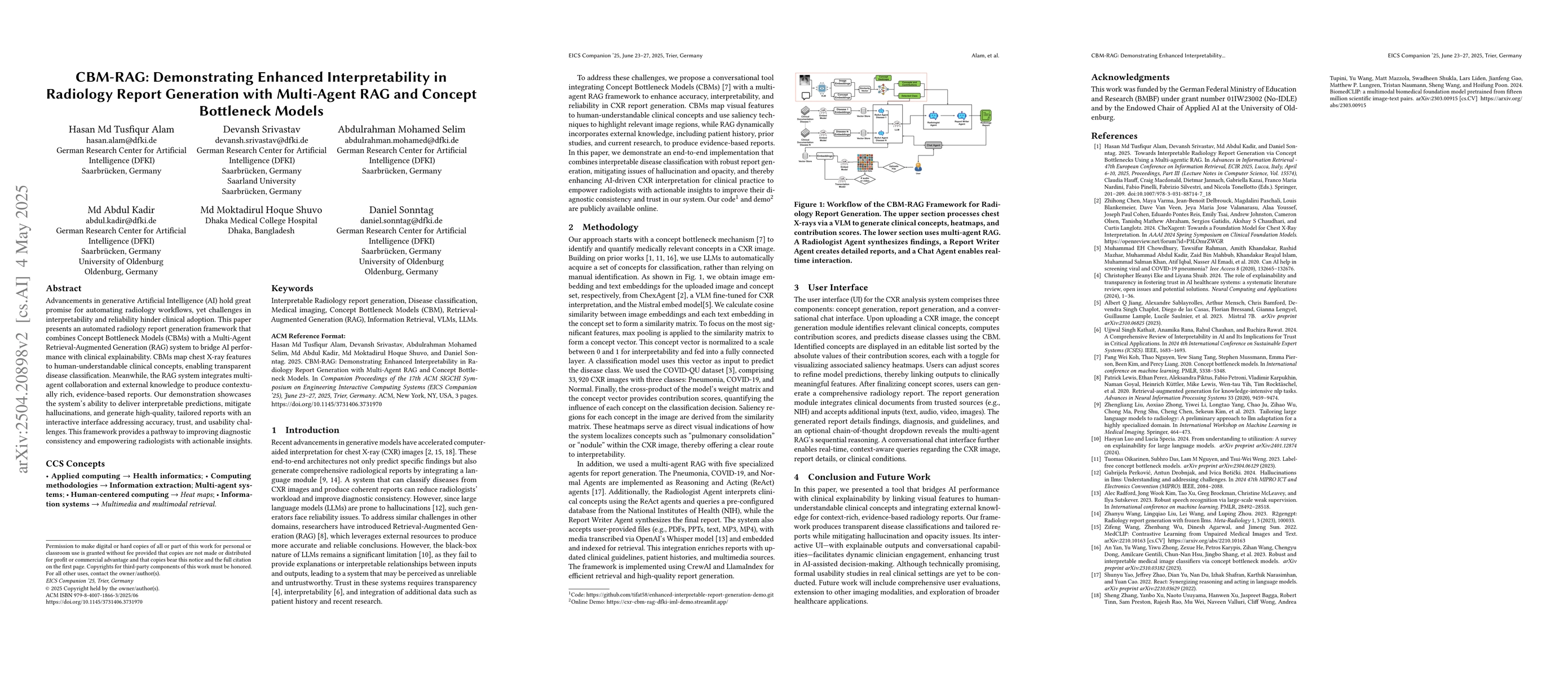 Thumbnail for CBM-RAG: Demonstrating Enhanced Interpretability in Radiology Report
  Generation with Multi-Agent RAG and Concept Bottleneck Models