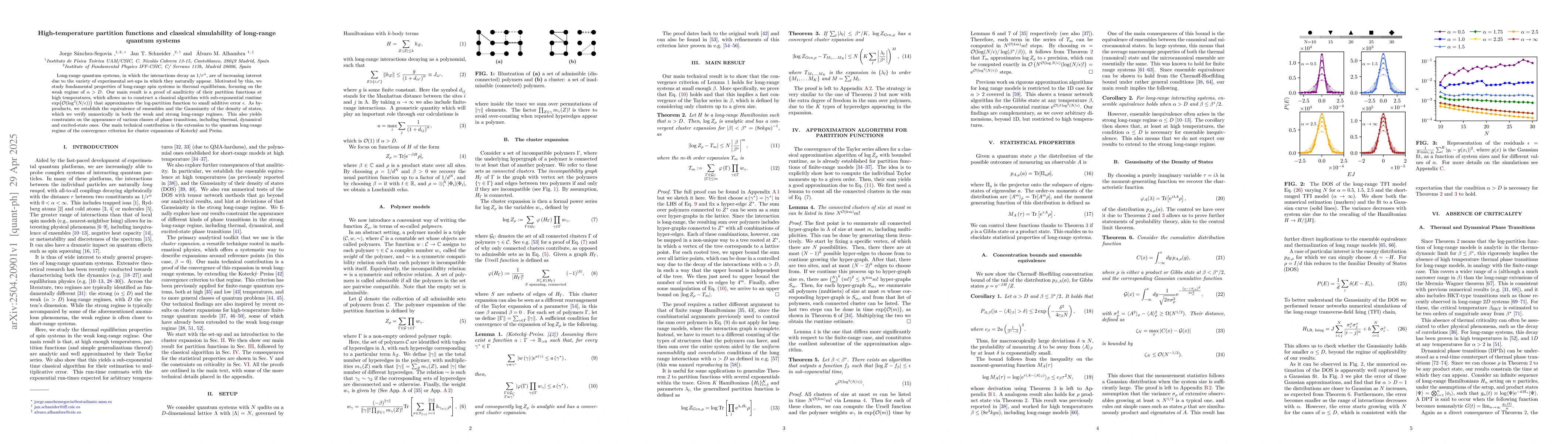 Thumbnail for High-temperature partition functions and classical simulability of
  long-range quantum systems