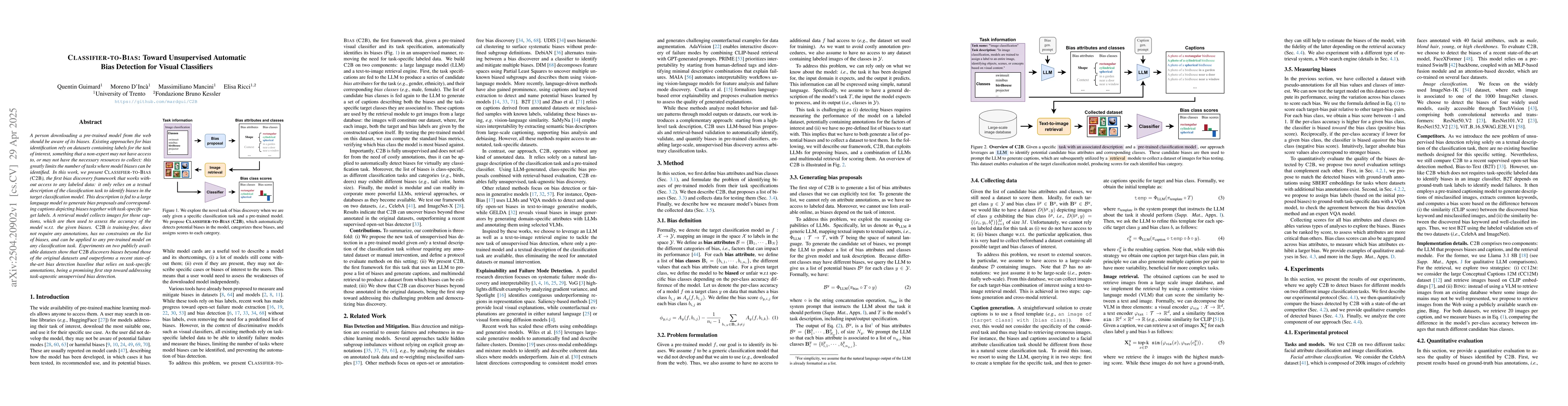 Thumbnail for Classifier-to-Bias: Toward Unsupervised Automatic Bias Detection for
  Visual Classifiers