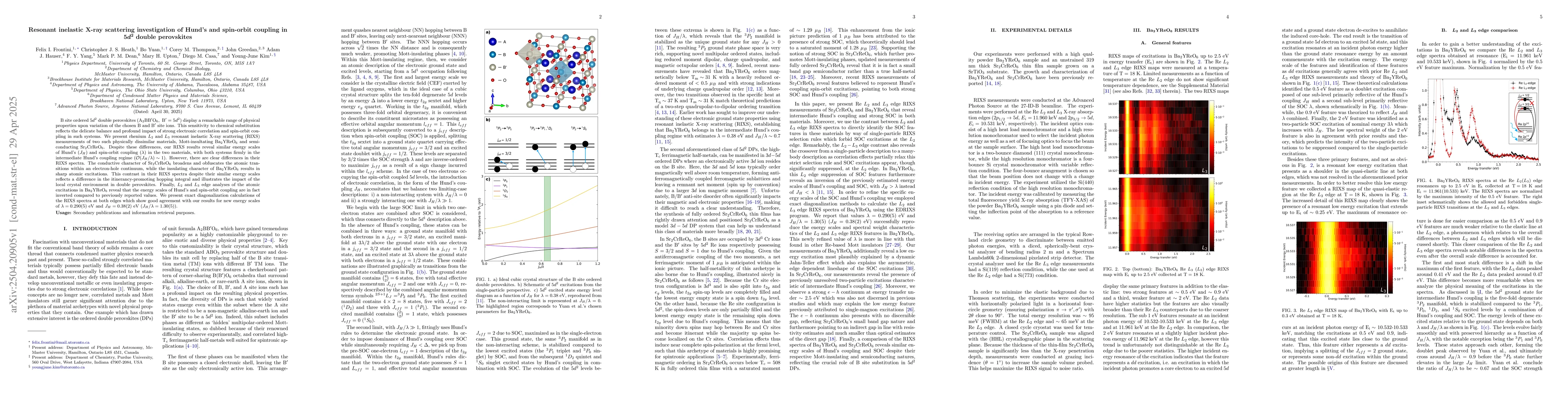 Thumbnail for Resonant inelastic X-ray scattering investigation of Hund's and
  spin-orbit coupling in $5d^2$ double perovskites