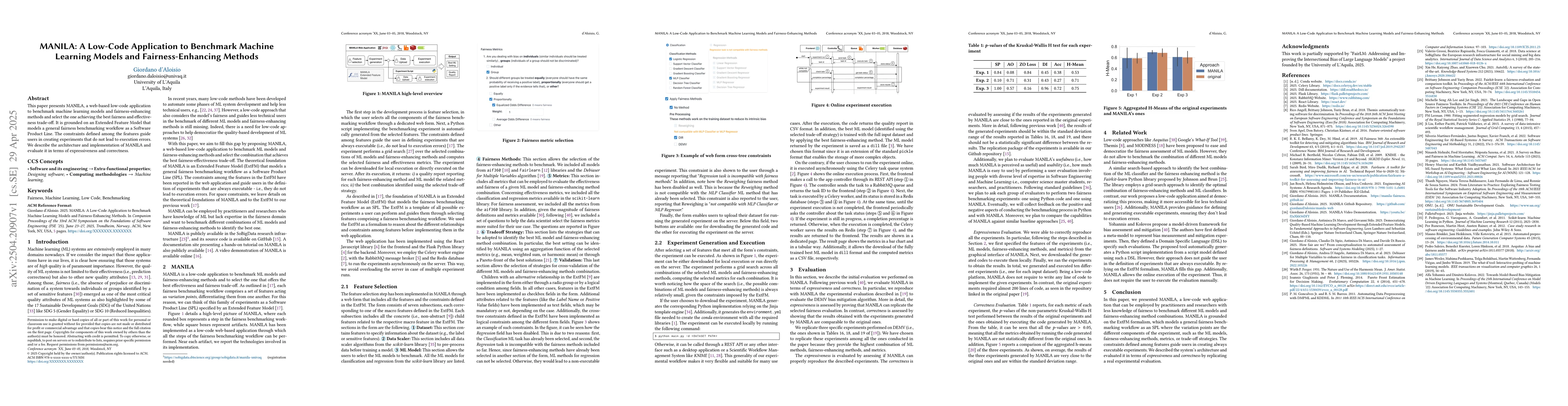 Thumbnail for MANILA: A Low-Code Application to Benchmark Machine Learning Models and
  Fairness-Enhancing Methods