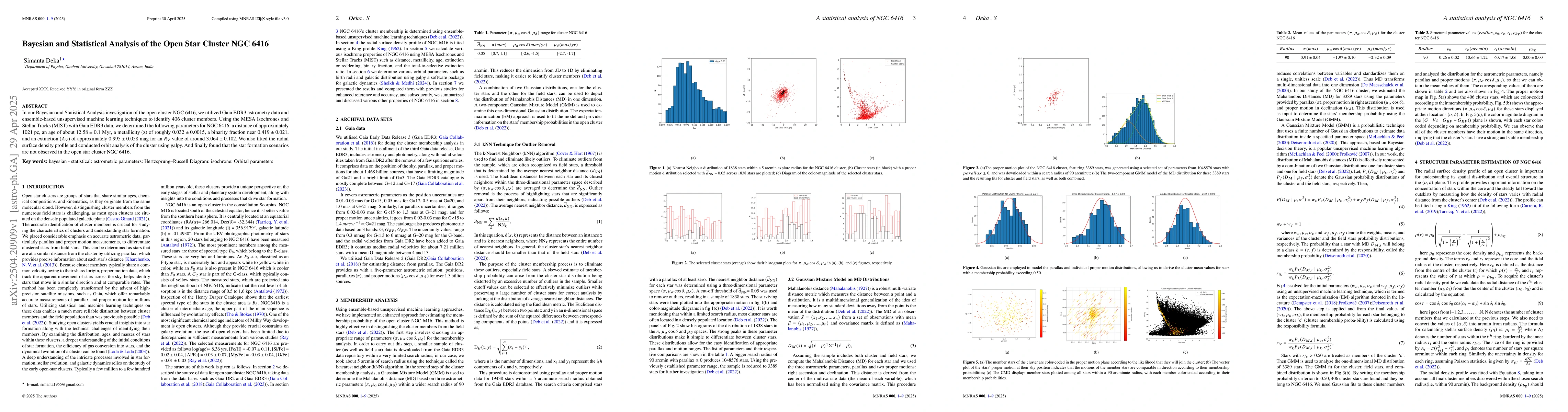 Thumbnail for Bayesian and Statistical Analysis of the Open Star Cluster NGC 6416