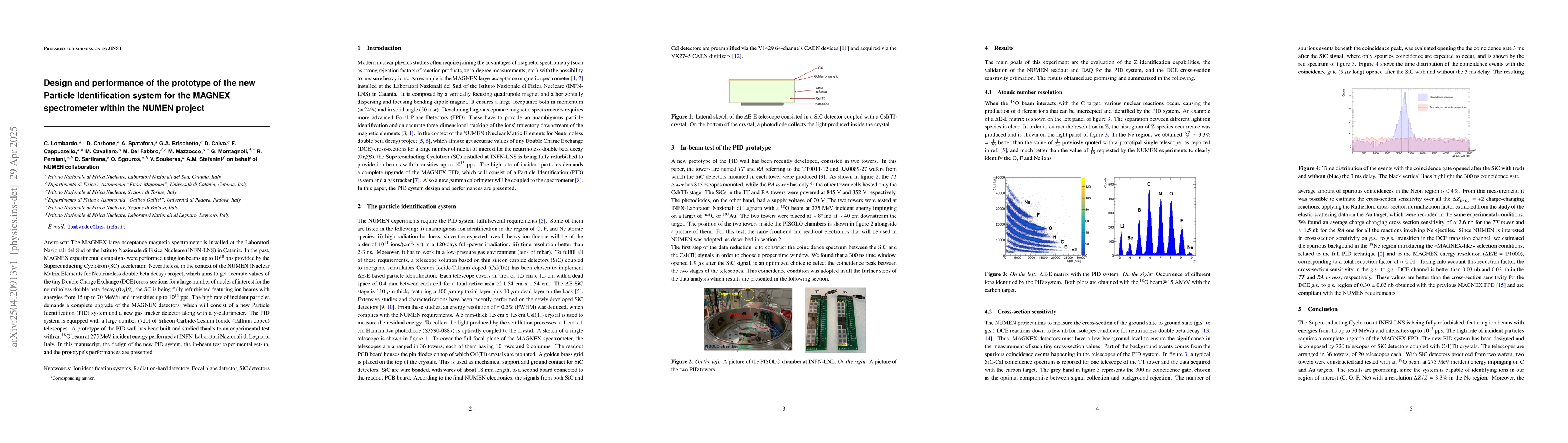 Thumbnail for Design and performance of the prototype of the new Particle
  Identification system for the MAGNEX spectrometer within the NUMEN project