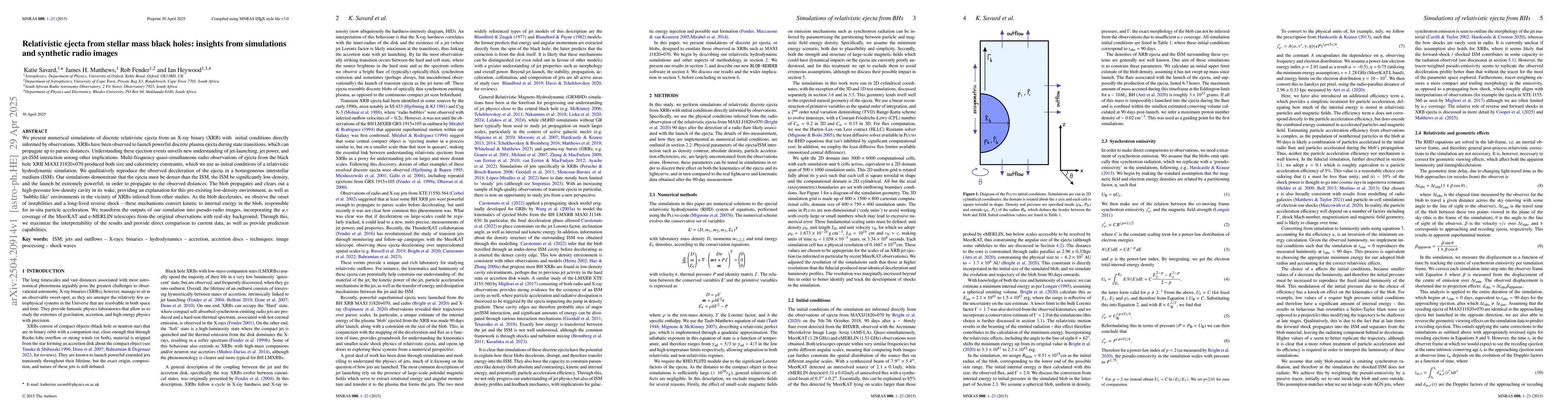 Thumbnail for Relativistic ejecta from stellar mass black holes: insights from
  simulations and synthetic radio images