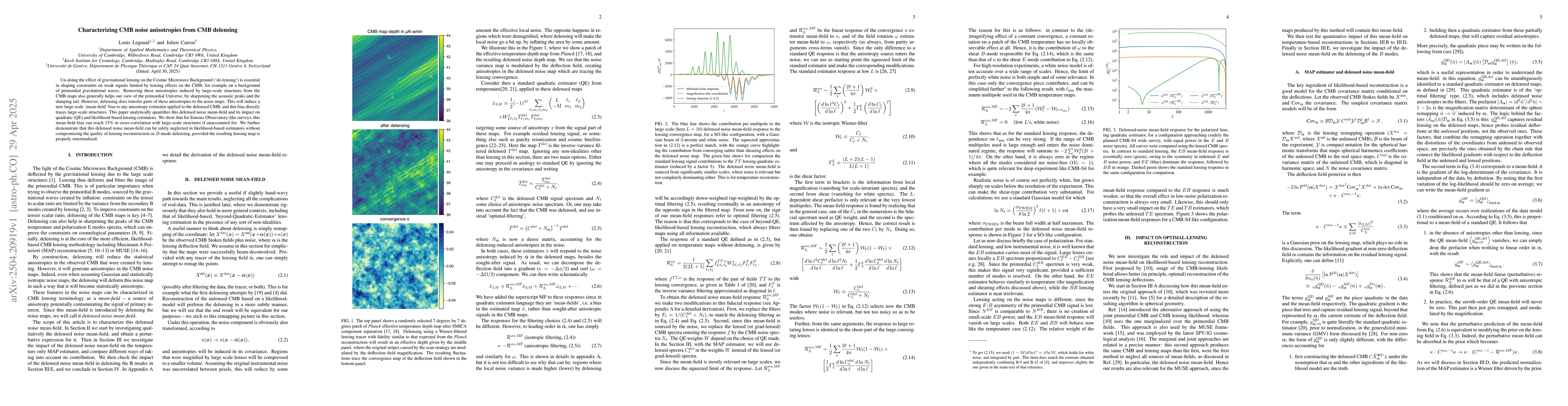 Thumbnail for Characterizing CMB noise anisotropies from CMB delensing