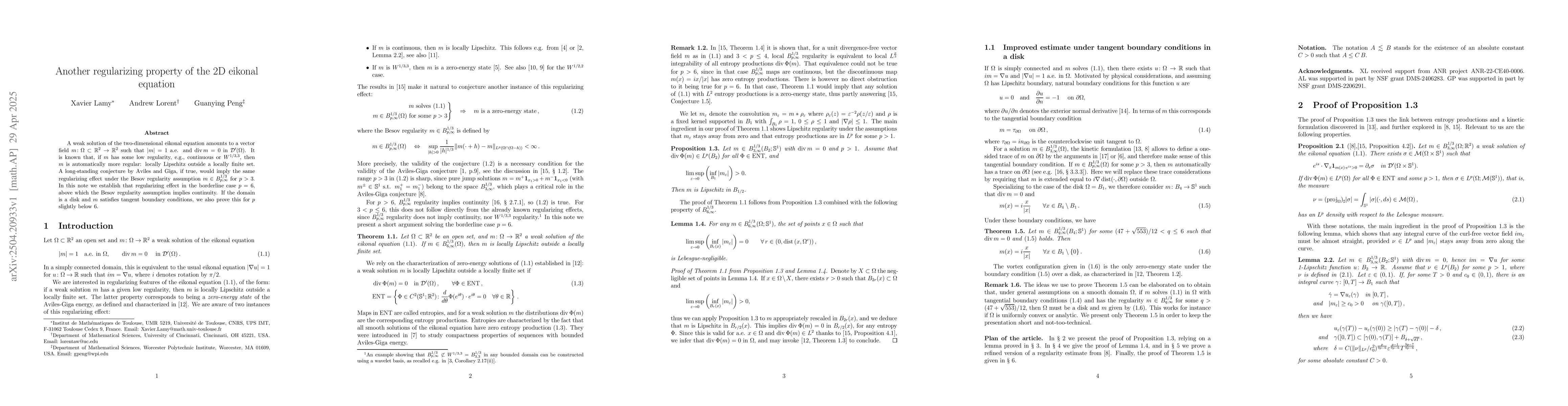 Thumbnail for Another regularizing property of the 2D eikonal equation