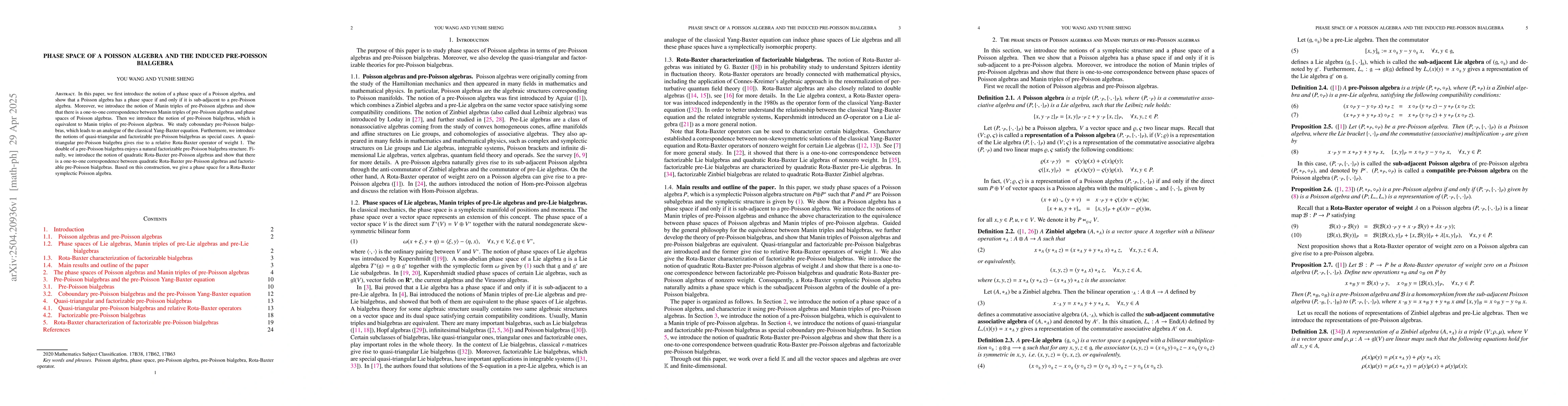 Thumbnail for Phase space of a Poisson algebra and the induced Pre-Poisson bialgebra